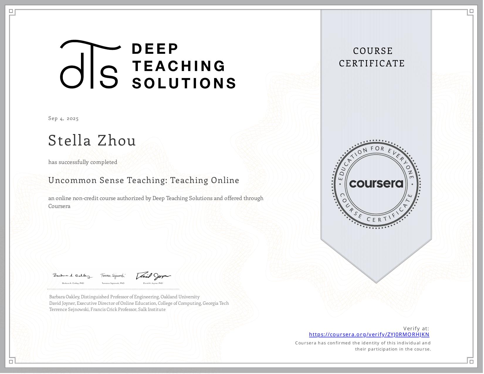 Deep Teaching Solutions · Barbara Oakley — Uncommon Sense Teaching — Teaching Online