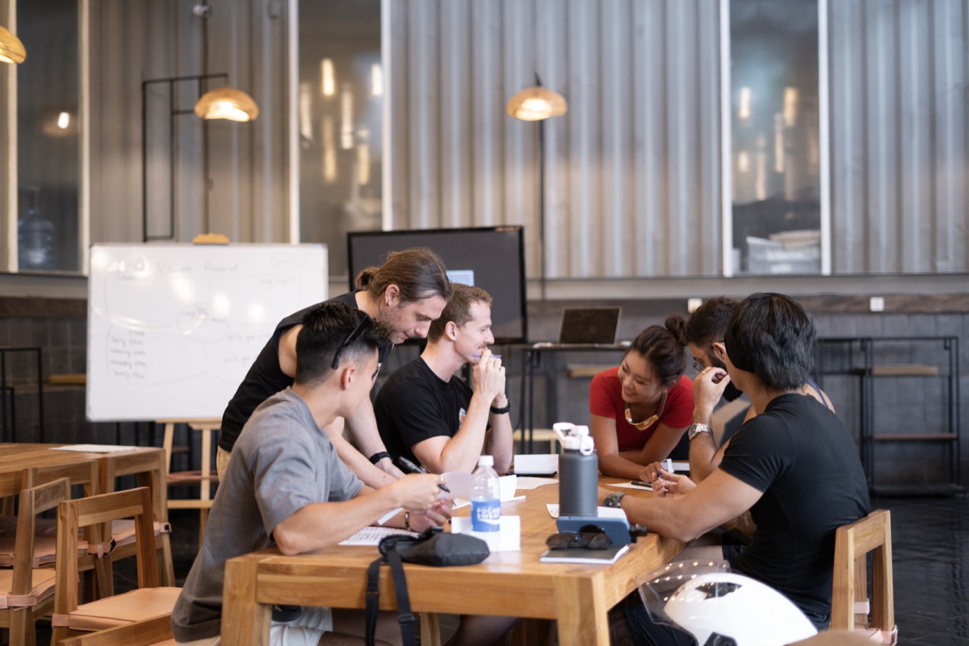 Workshop participants working together at a table
